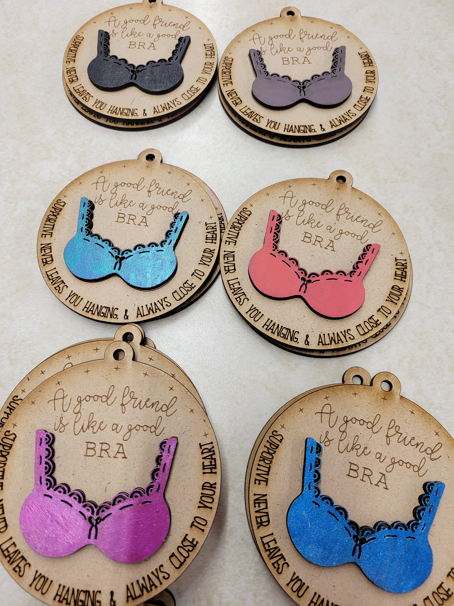 A good friend is like a good bra ornament